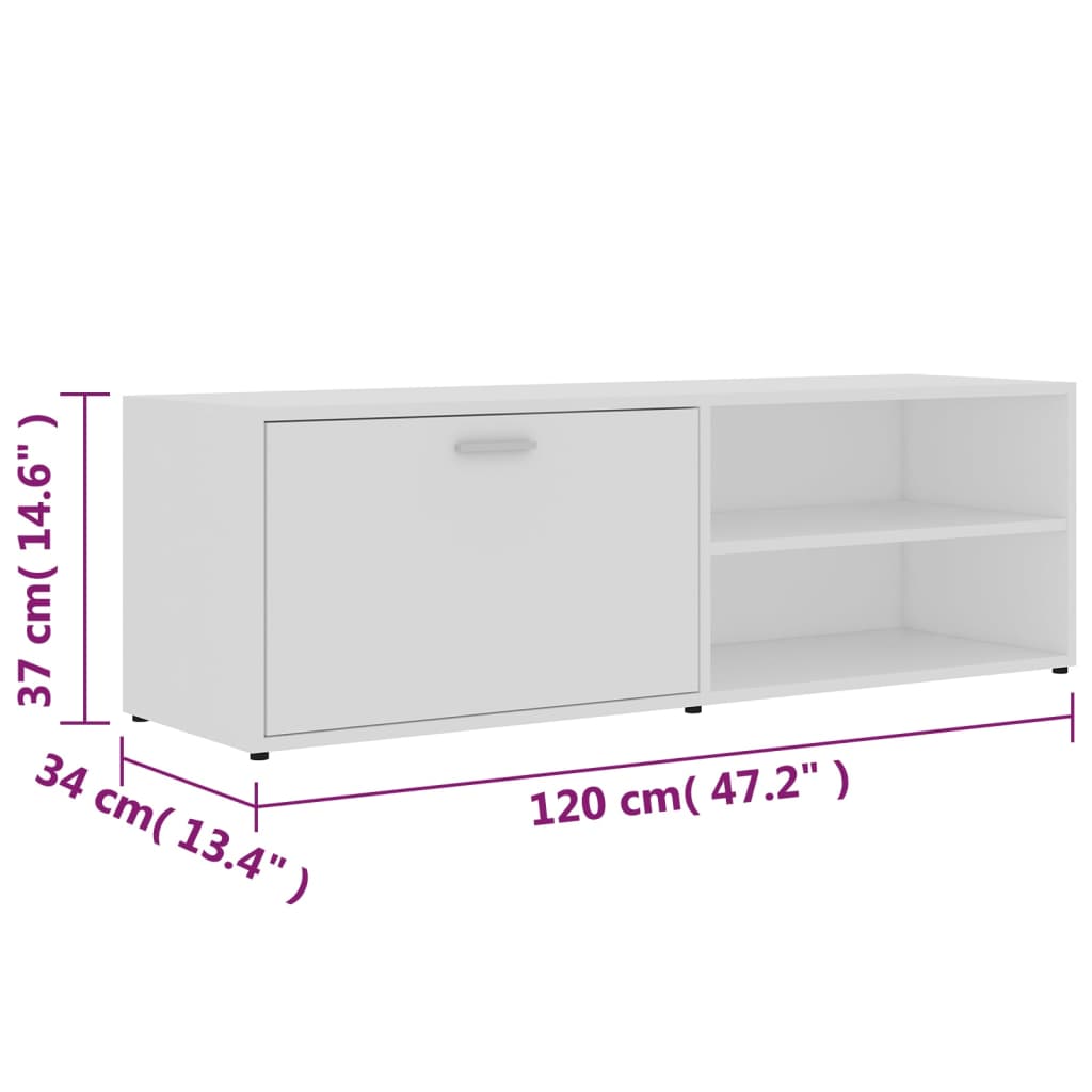 Έπιπλο Τηλεόρασης Λευκό 120 x 34 x 37 εκ. από Επεξ. Ξύλο