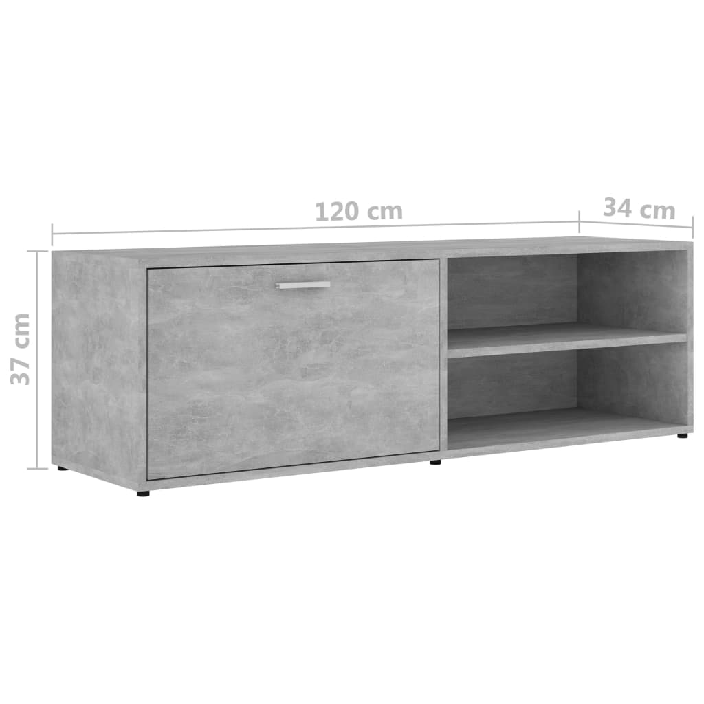 Έπιπλο Τηλεόρασης Γκρι Σκυροδέματος 120x34x37 εκ. Επεξ. Ξύλο - Pakobazaar