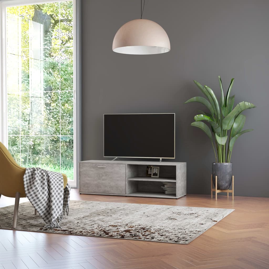Έπιπλο Τηλεόρασης Γκρι Σκυροδέματος 120x34x37 εκ. Επεξ. Ξύλο - Pakobazaar