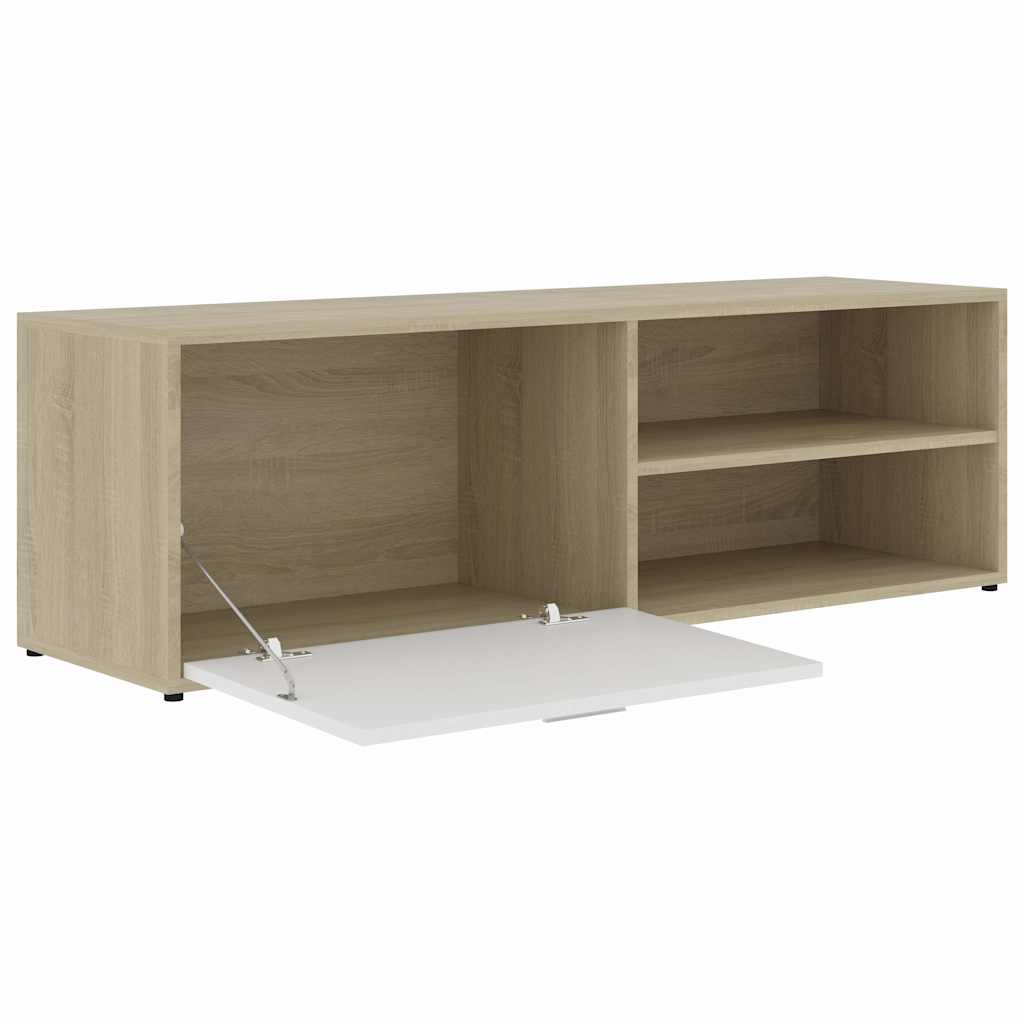 Έπιπλο Τηλεόρασης Λευκό/Sonoma Δρυς 120x34x37 εκ. Επεξ. Ξύλο