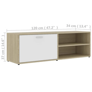 Έπιπλο Τηλεόρασης Λευκό/Sonoma Δρυς 120x34x37 εκ. Επεξ. Ξύλο