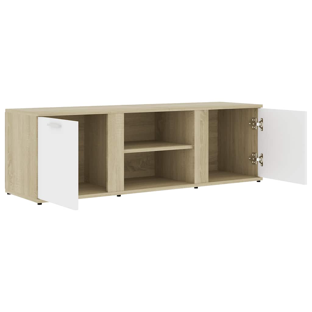 Έπιπλο Τηλεόρασης Λευκό/Sonoma Δρυς 120x34x37 εκ. Επεξ. Ξύλο