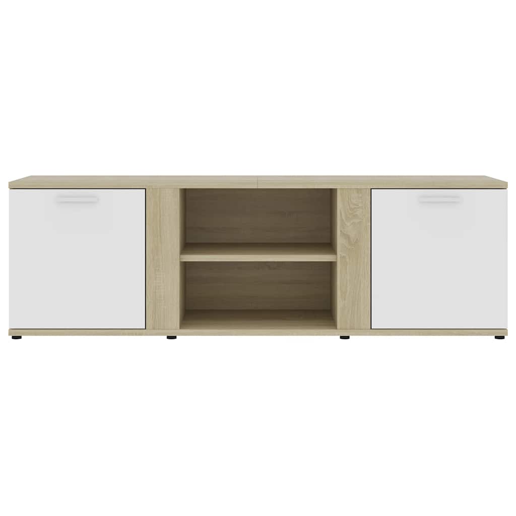 Έπιπλο Τηλεόρασης Λευκό/Sonoma Δρυς 120x34x37 εκ. Επεξ. Ξύλο