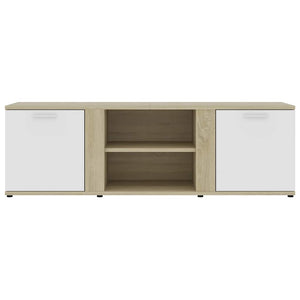 Έπιπλο Τηλεόρασης Λευκό/Sonoma Δρυς 120x34x37 εκ. Επεξ. Ξύλο