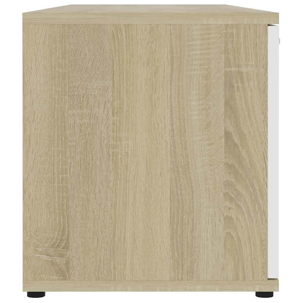 Έπιπλο Τηλεόρασης Λευκό/Sonoma Δρυς 120x34x37 εκ. Επεξ. Ξύλο