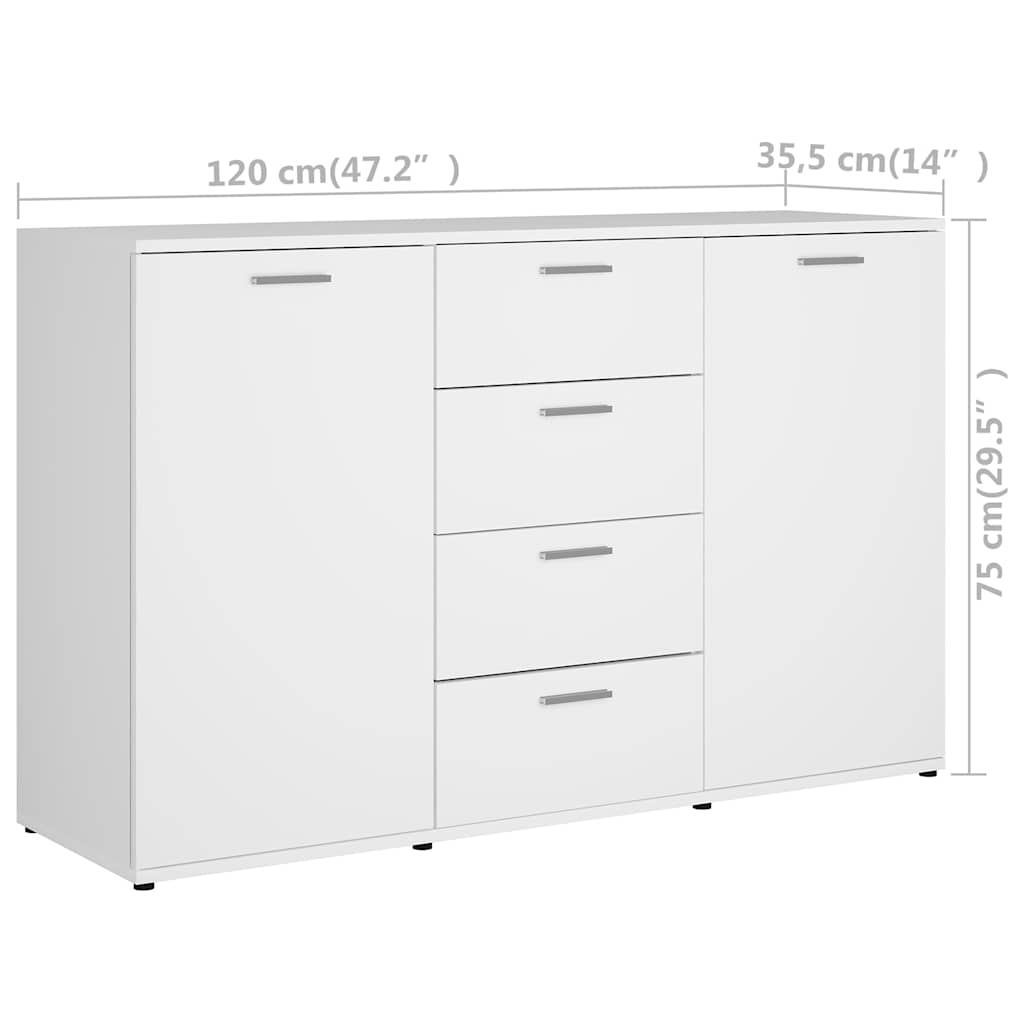 Μπουφές Λευκός 120 x 35,5 x 75 εκ. από Μοριοσανίδα