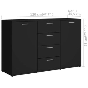 Μπουφές Μαύρος 120 x 35,5 x 75 εκ. από Μοριοσανίδα