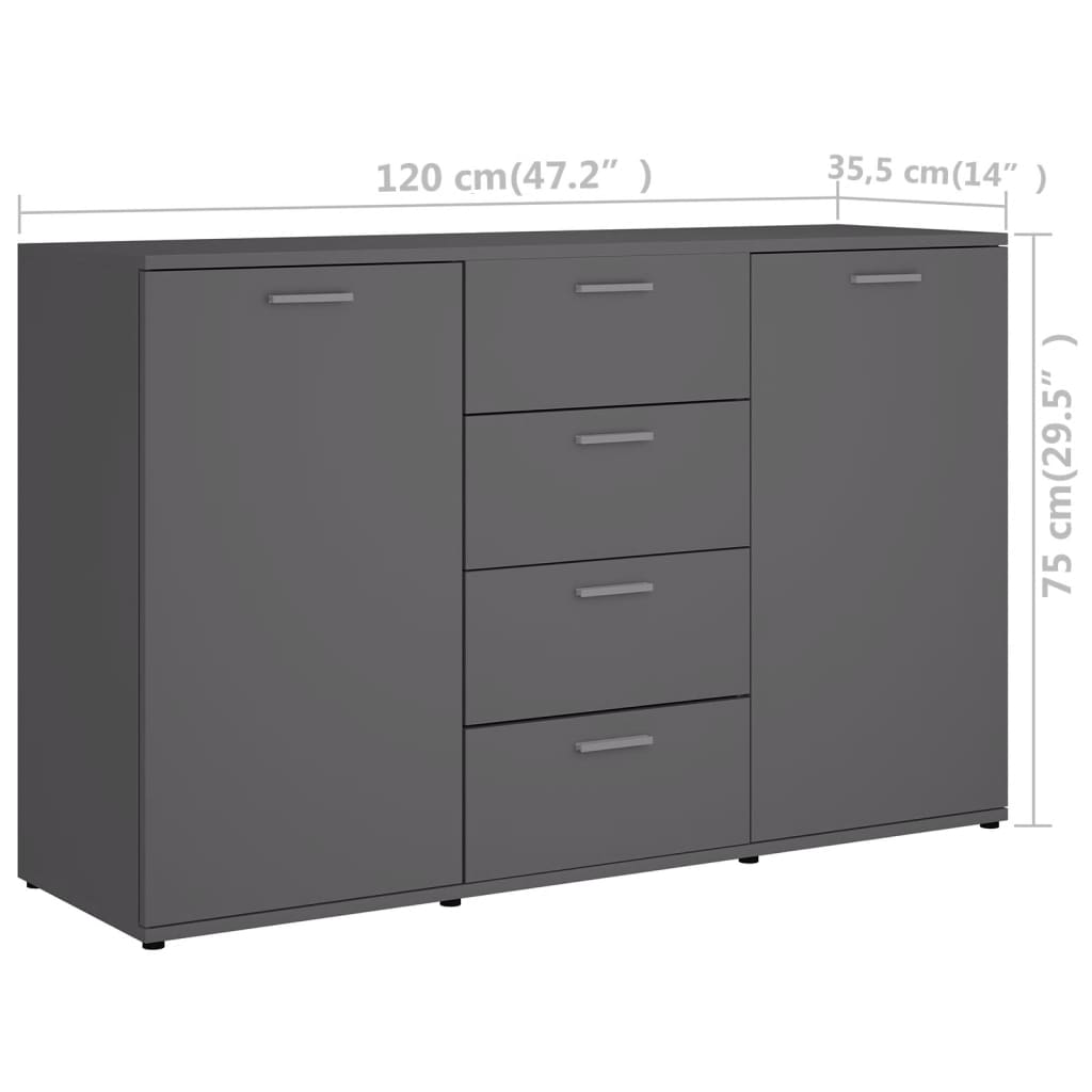 Μπουφές Γκρι 120 x 35,5 x 75 εκ. από Επεξ. Ξύλο - Pakobazaar