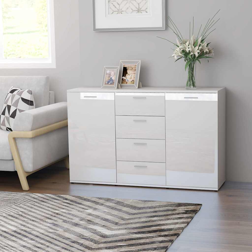Μπουφές Γυαλιστερό Λευκό 120 x 35,5 x 75 εκ. από Μοριοσανίδα - Pakobazaar