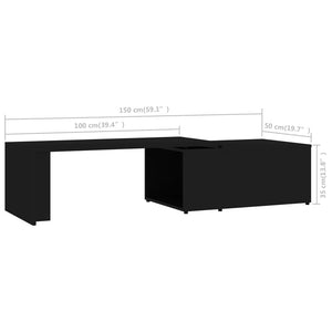 Τραπεζάκι Σαλονιού Μαύρο 150 x 50 x 35 εκ. από Επεξ. Ξύλο - Pakobazaar
