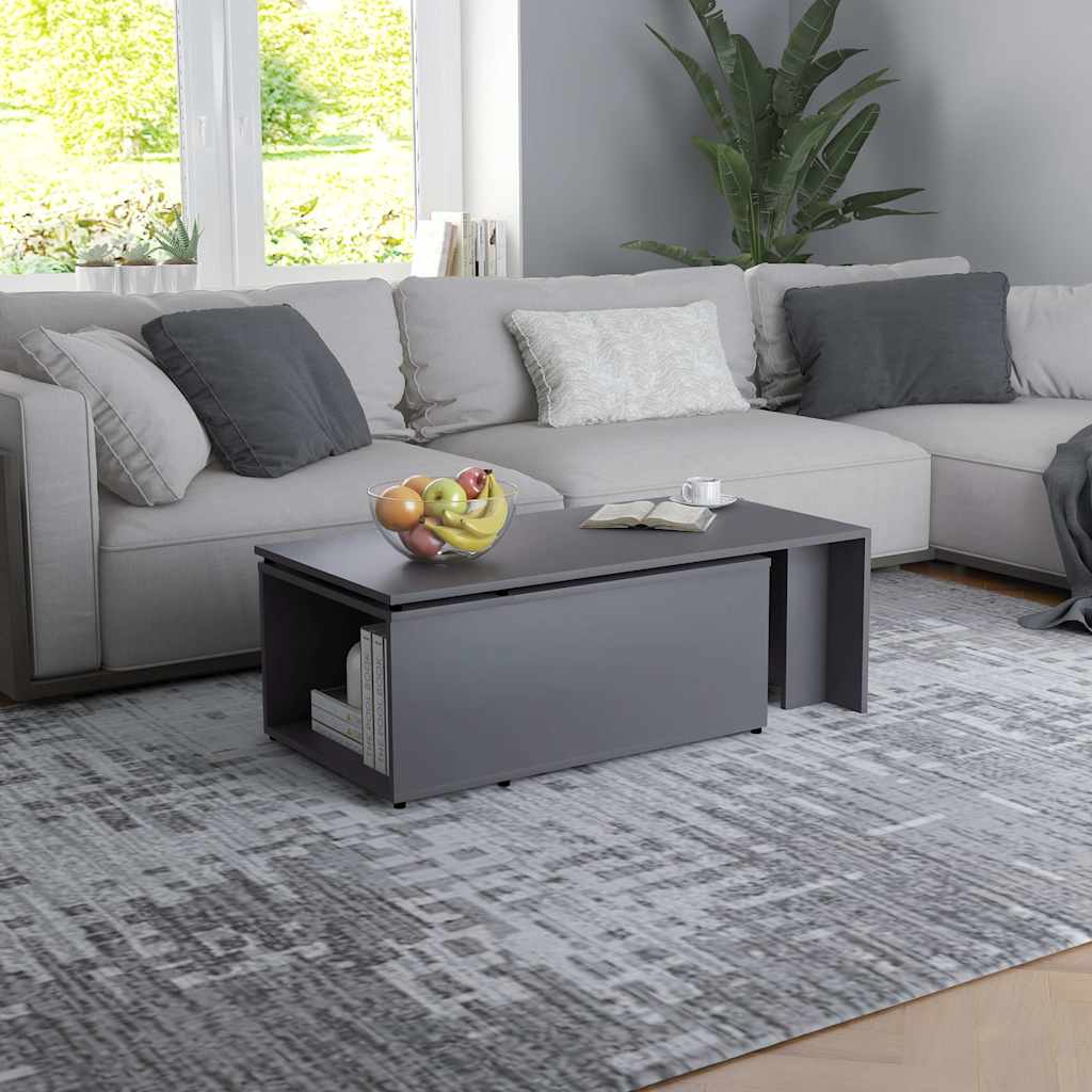 Τραπεζάκι Σαλονιού Γκρι 150 x 50 x 35 εκ. από Επεξ. Ξύλο