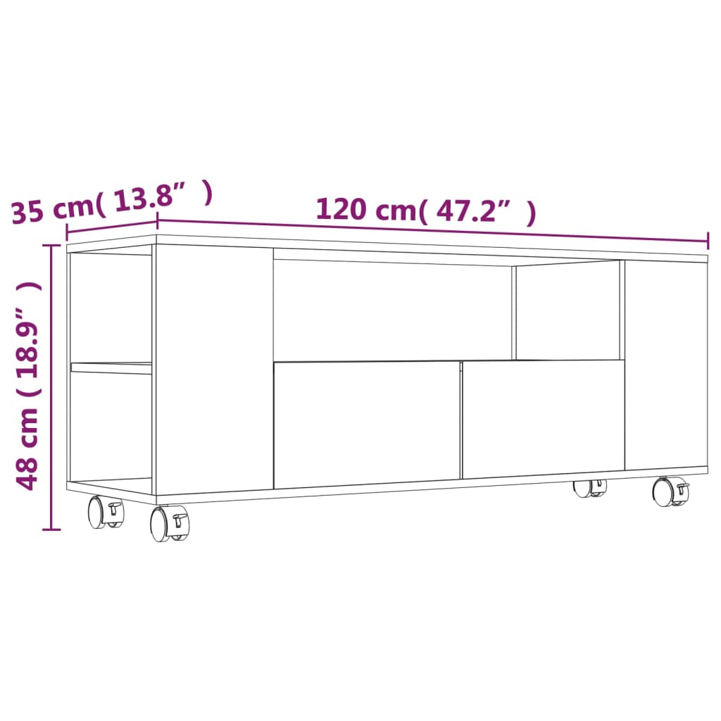 Έπιπλο Τηλεόρασης Γκρι Σκυρ. 120x35x48 εκ. Επεξ. Ξύλο