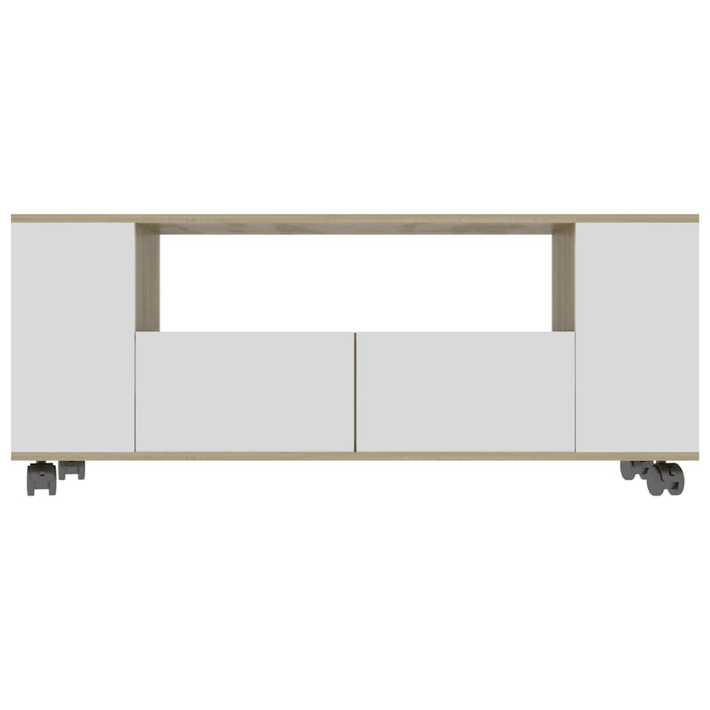 Έπιπλο Τηλεόρασης Λευκό/Sonoma Δρυς 120x35x48 εκ.Επεξ. Ξύλο