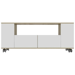 Έπιπλο Τηλεόρασης Λευκό/Sonoma Δρυς 120x35x48 εκ.Επεξ. Ξύλο