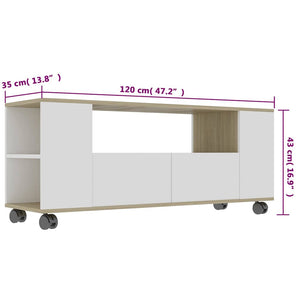 Έπιπλο Τηλεόρασης Λευκό/Sonoma Δρυς 120x35x48 εκ.Επεξ. Ξύλο