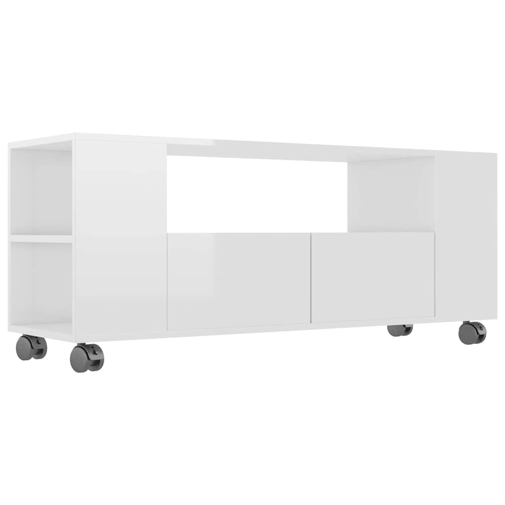 Έπιπλο Τηλεόρασης Γυαλ. Λευκό 120x35x48 εκ. Επεξεργασμένο Ξύλο