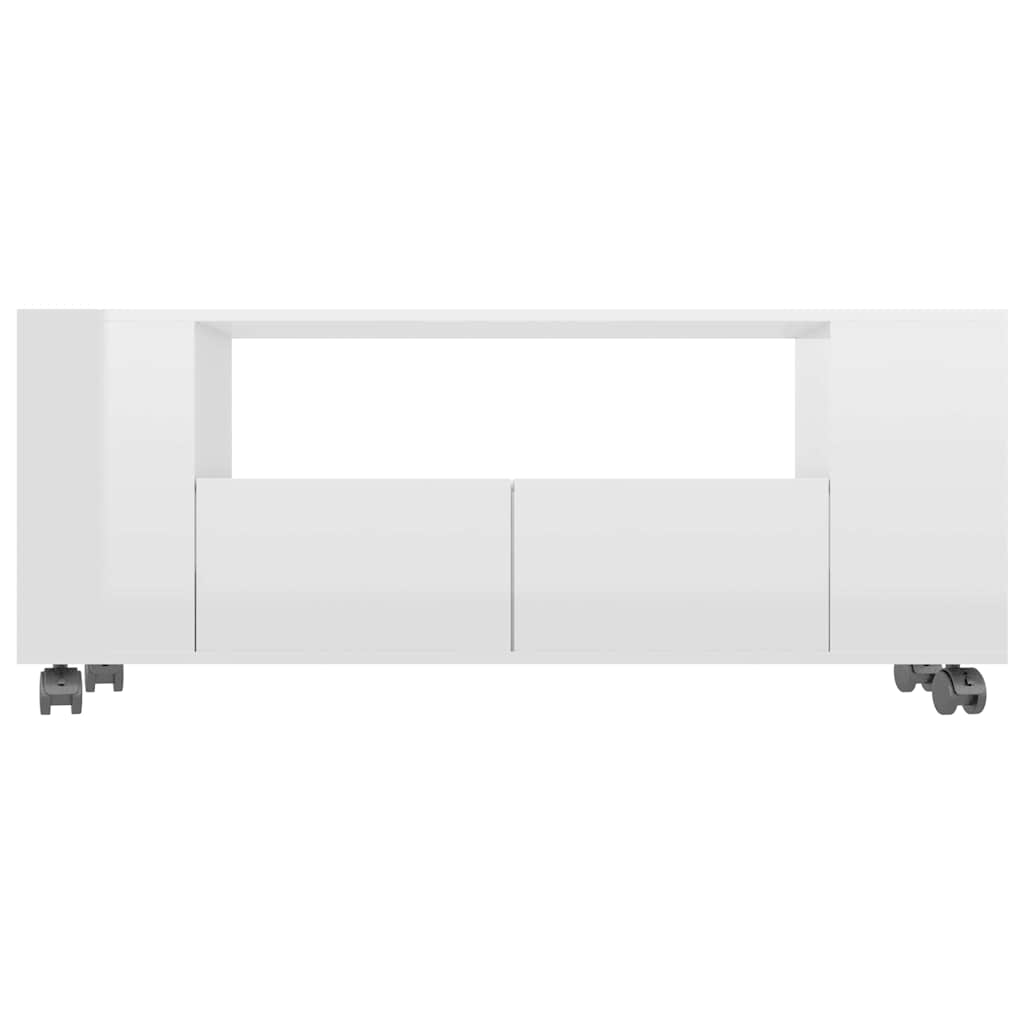 Έπιπλο Τηλεόρασης Γυαλ. Λευκό 120x35x48 εκ. Επεξεργασμένο Ξύλο