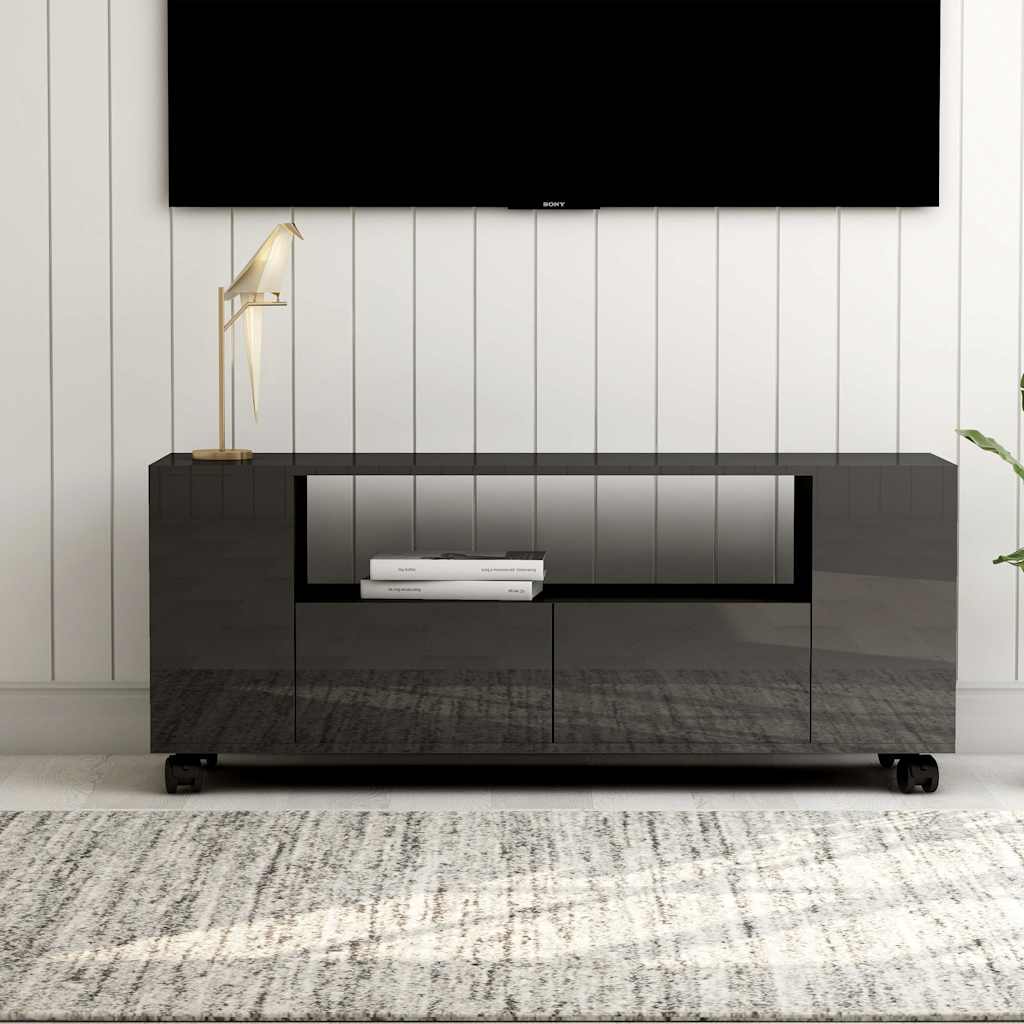 Έπιπλο Τηλεόρασης Γυαλ. Γκρι 120x35x48 εκ. Επεξεργασμένο Ξύλο