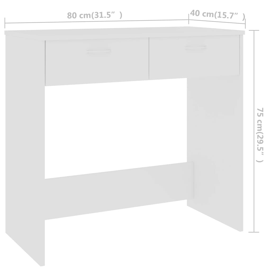 Γραφείο Λευκό 80 x 40 x 75 εκ. από Επεξ. Ξύλο