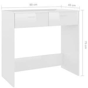 Γραφείο Γυαλιστερό Λευκό 80 x 40 x 75 εκ. από Επεξ. Ξύλο