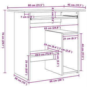 Γραφείο Γκρι του Σκυροδέματος 80 x 45 x 74 εκ. από Επεξ. Ξύλο - Pakobazaar