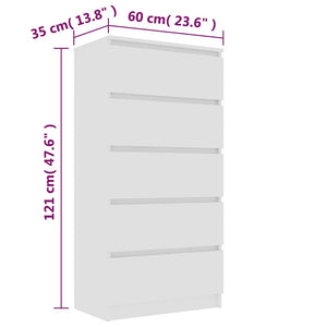 Συρταριέρα Λευκή 60 x 35 x 121 εκ. από Μοριοσανίδα