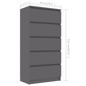 Συρταριέρα Γκρι 60 x 35 x 121 εκ. από Επεξ. Ξύλο