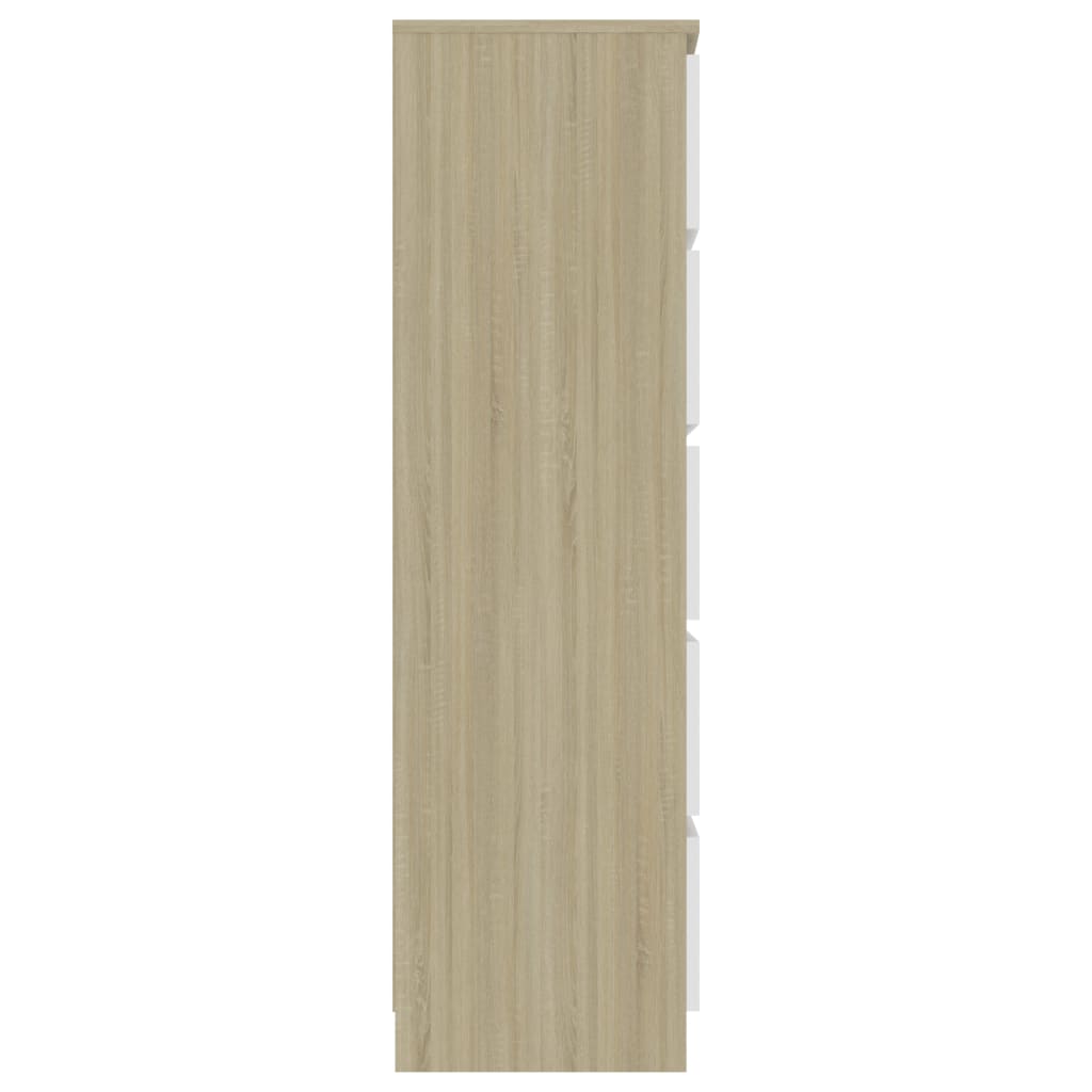 Συρταριέρα Λευκή/Sonoma Δρυς 60 x 35 x 121 εκ. από Επεξ. Ξύλο