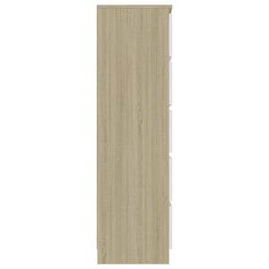 Συρταριέρα Λευκή/Sonoma Δρυς 60 x 35 x 121 εκ. από Επεξ. Ξύλο
