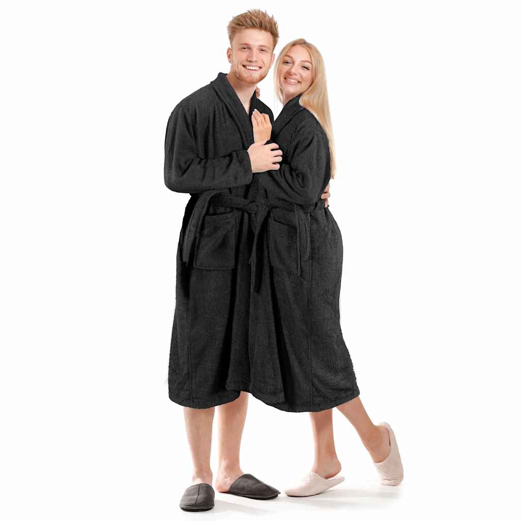 Μπουρνούζι Unisex Πετσετέ Μαύρο XXL από 100% Βαμβάκι