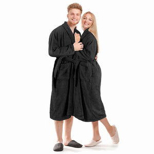 Μπουρνούζι Unisex Πετσετέ Μαύρο XXL από 100% Βαμβάκι