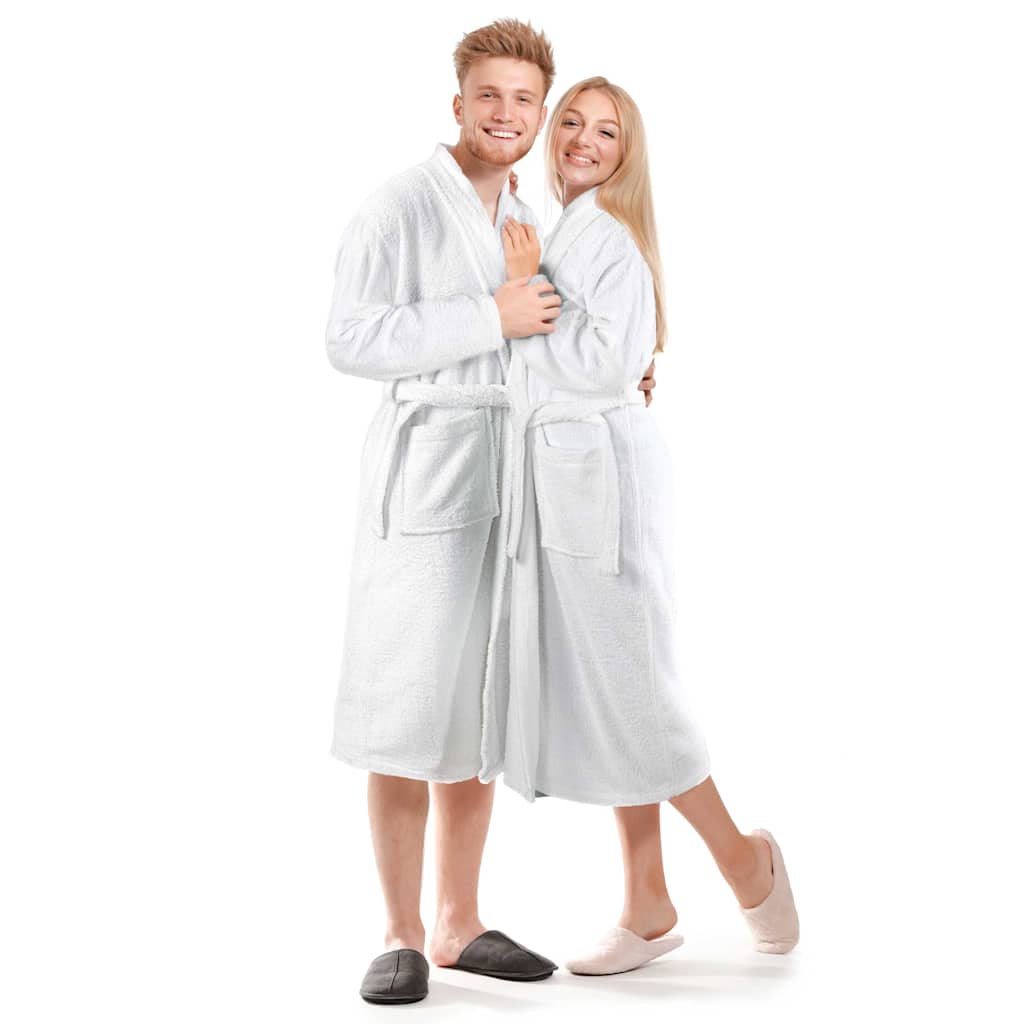 Μπουρνούζι Unisex Πετσετέ Λευκό XXL από 100% Βαμβάκι - Pakobazaar