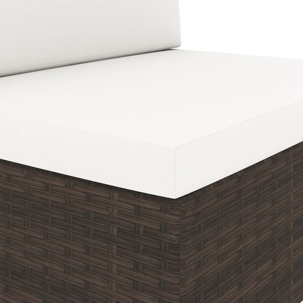 Καναπές Αρθρωτός Τριθέσιος Καφέ από Συνθετικό Ρατάν