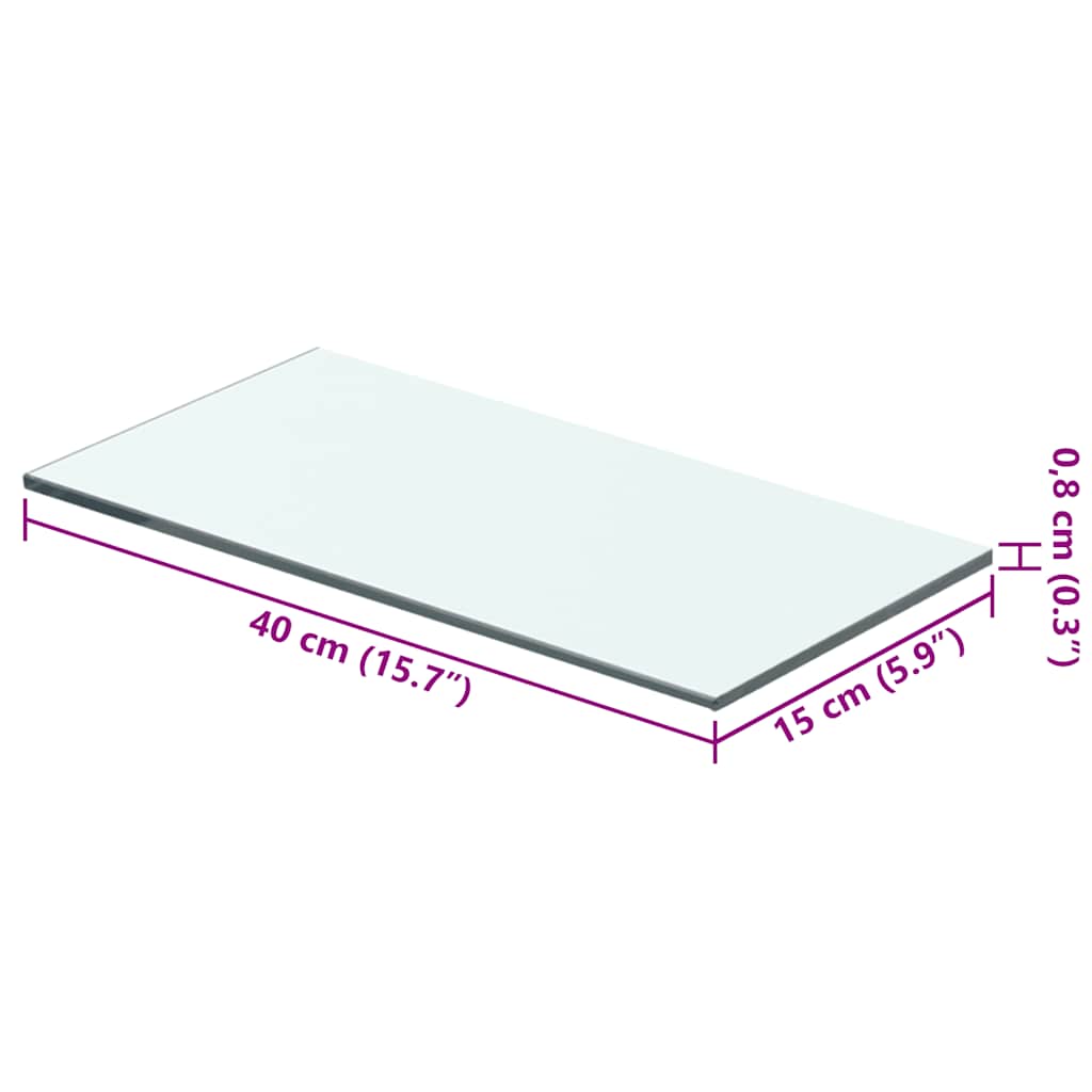 Ράφια Πάνελ 2 τεμ. Διάφανα 40 x 15 εκ. Γυάλινα - PAKOBAZAAR
