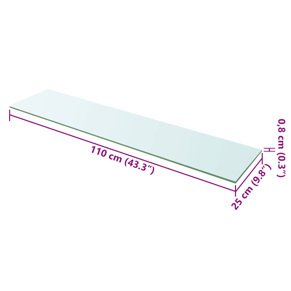 Ράφια Πάνελ 2 τεμ. Διάφανα 110 x 25 εκ. Γυάλινα - PAKOBAZAAR