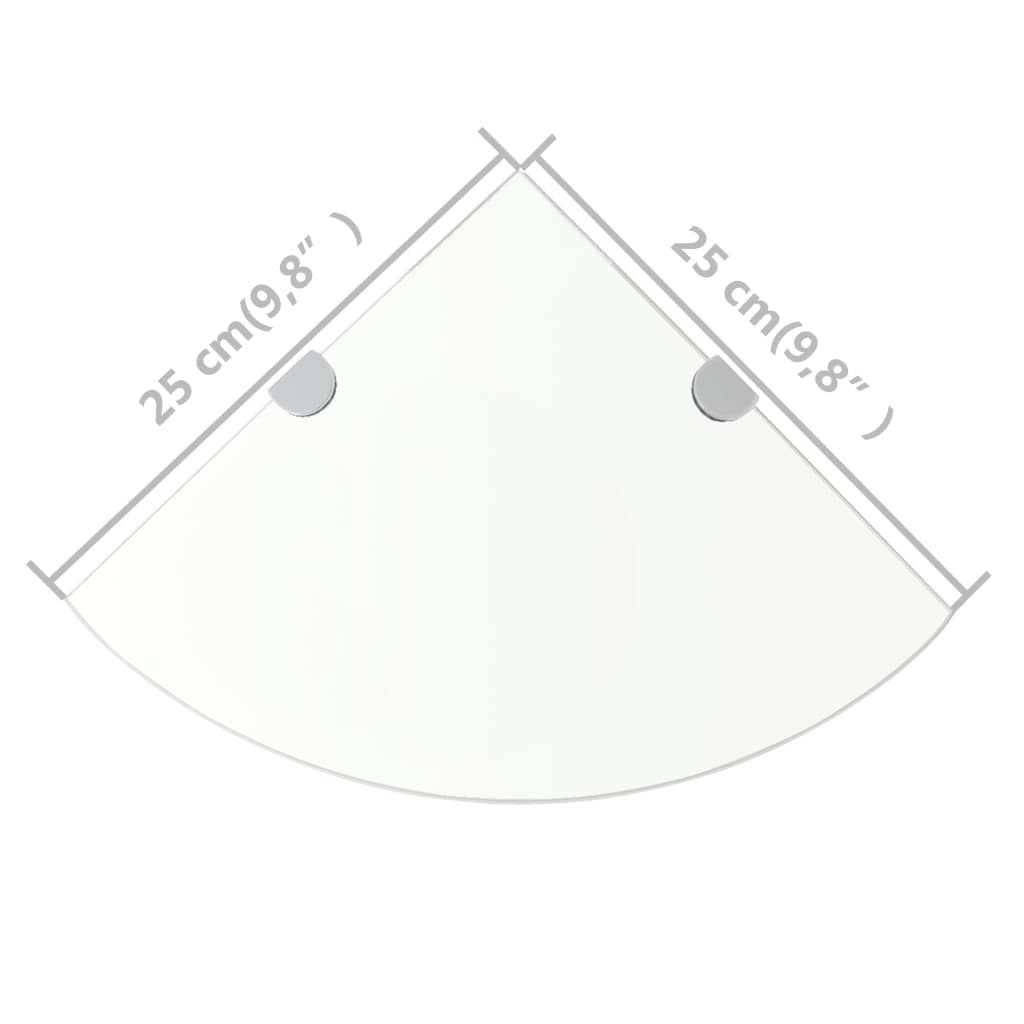 Ράφια Γωνία 2 τεμ Διάφανα 25x25 εκ Γυάλινα + Στηρίγματα Χρωμίου - Pakobazaar