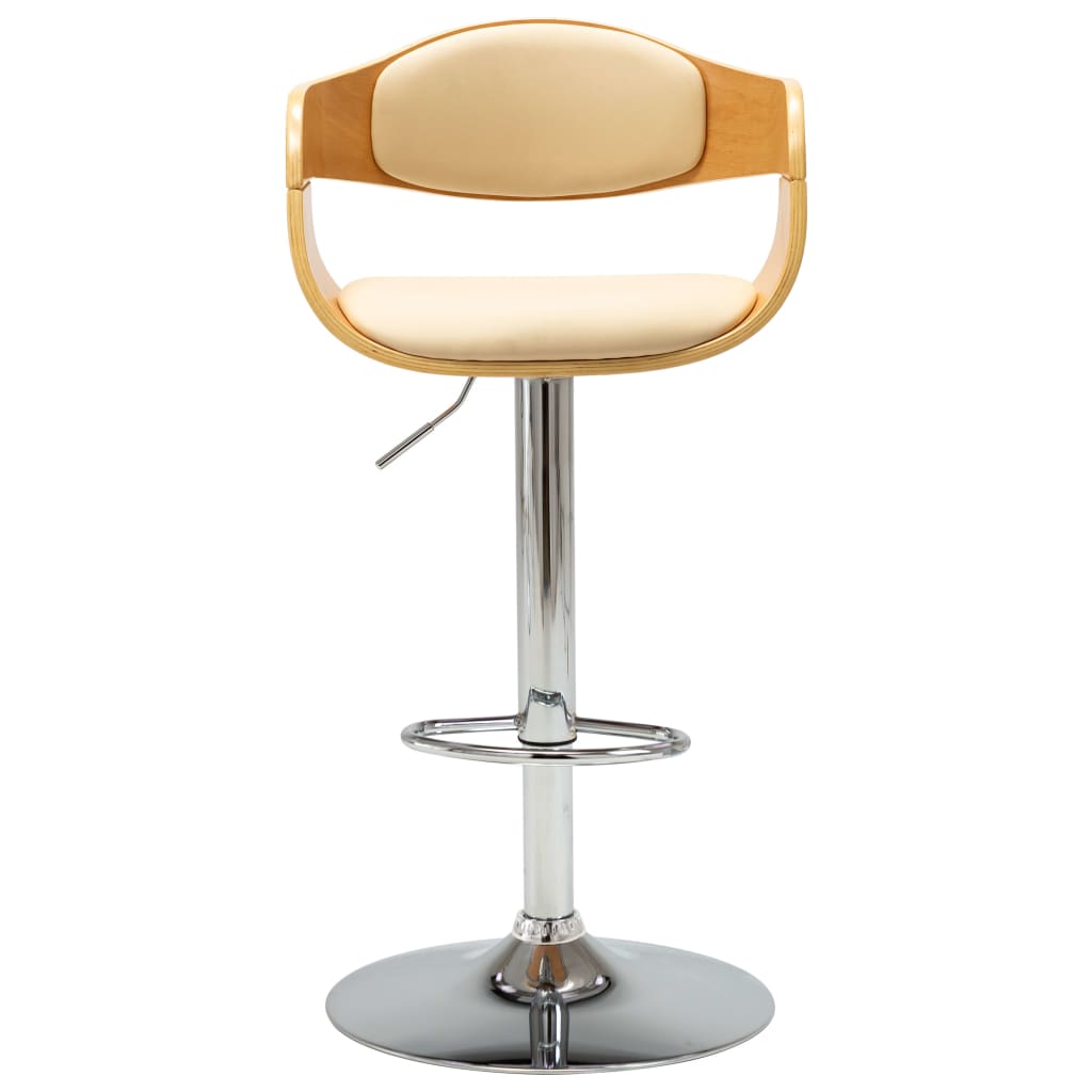 Σκαμπό Μπαρ 2 τεμ. Κρεμ από Λυγισμένο Ξύλο και Συνθετικό Δέρμα - Pakobazaar