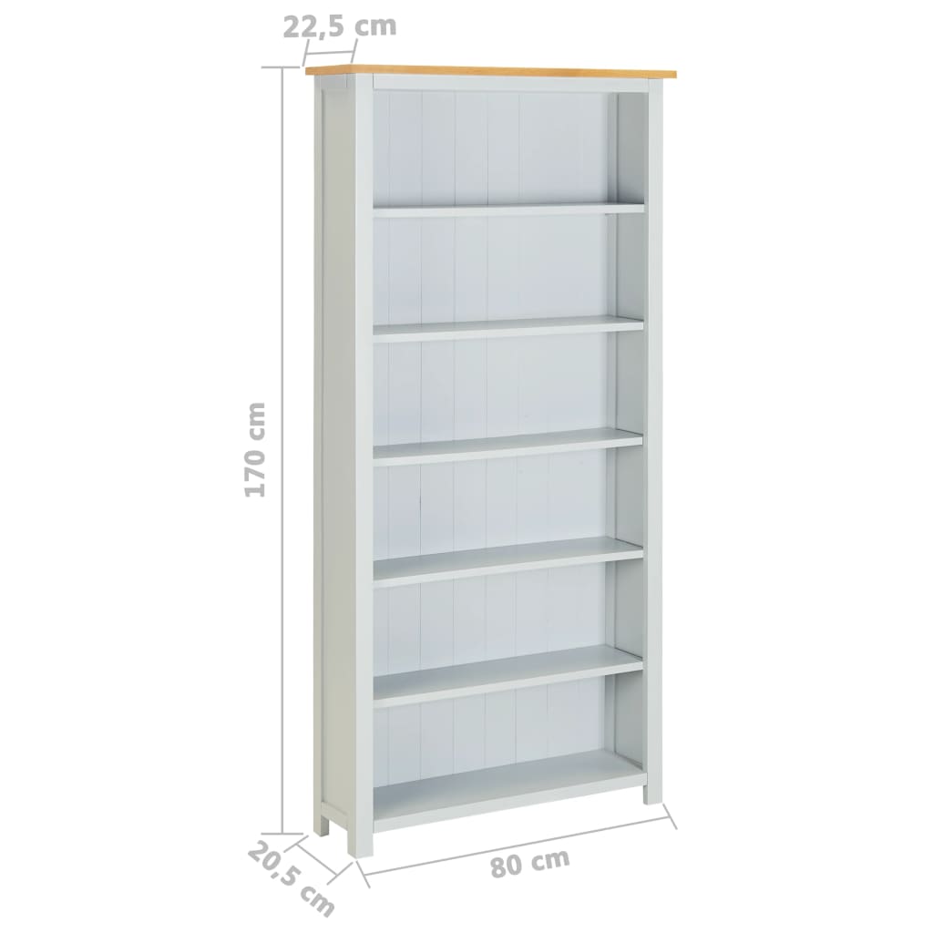 Βιβλιοθήκη με 6 Επίπεδα 80 x 22,5 x 170 εκ. Μασίφ Ξύλο Δρυός