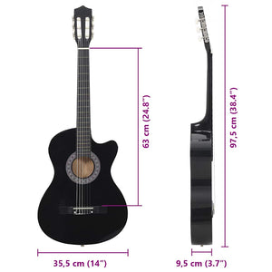 Κιθάρα Western Classical Cutaway με 6 Χορδές Μαύρη 38" - Pakobazaar
