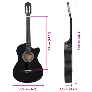 Κιθάρα Western Classical Cutaway Σετ 12 Τεμ. 6 Χορδές Μαύρη 38"