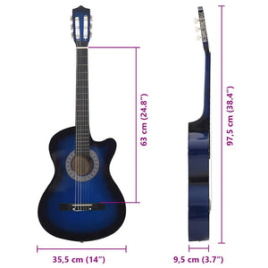 Κιθάρα Western Classical Cutaway με 6 Χορδές Μπλε Σκίαση 38"