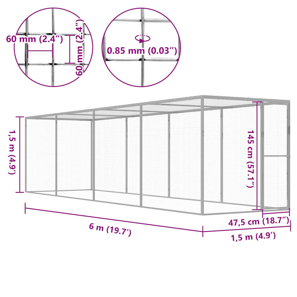 Κλουβί Γάτας 6 x 1,5 x 1,5 μ. από Γαλβανισμένο Χάλυβα - PAKOBAZAAR