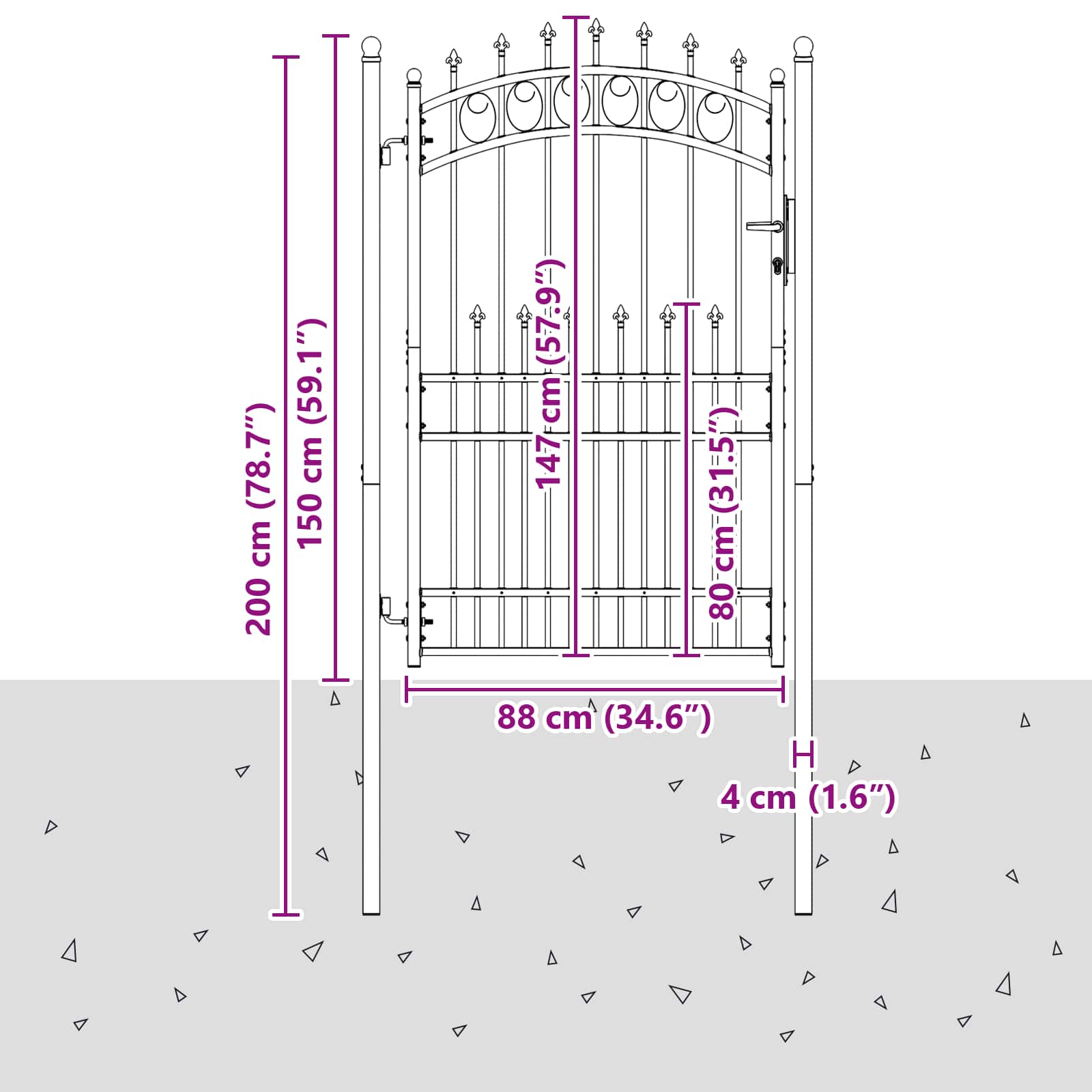 Πύλη Φράχτη με Ακίδες EMMEN 100 x 200 cm - Pakobazaar