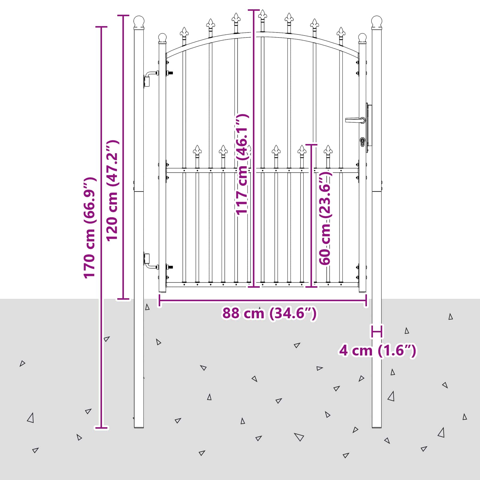 Πύλη Φράχτη με Ακίδες EMMEN 100 x 150 cm