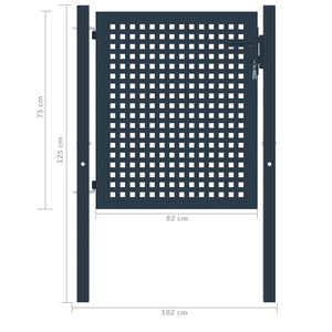 Πόρτα Περίφραξης Ανθρακί 102x75 εκ. Ατσάλι