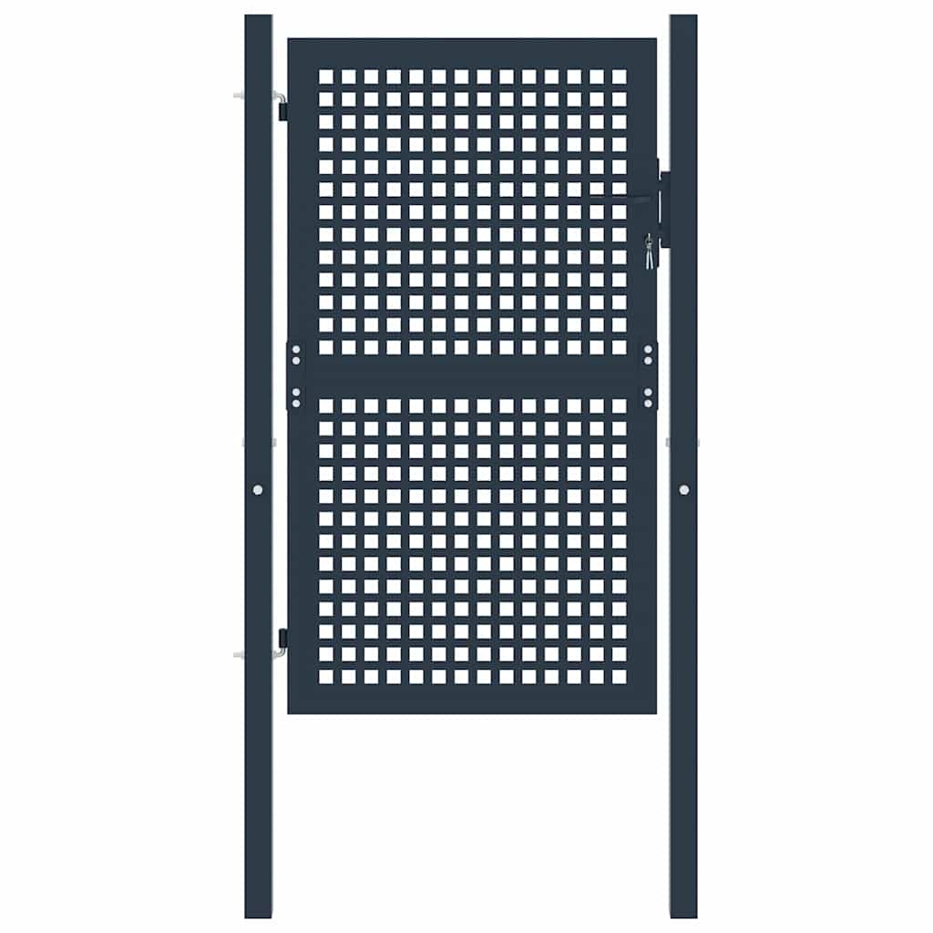 Πόρτα Περίφραξης Ανθρακί 102x125 εκ. Ατσάλι