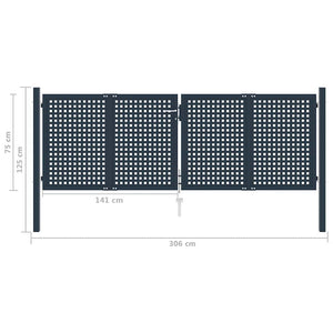 Πόρτα Περίφραξης Ανθρακί 306 x 125 εκ. Ατσάλινη