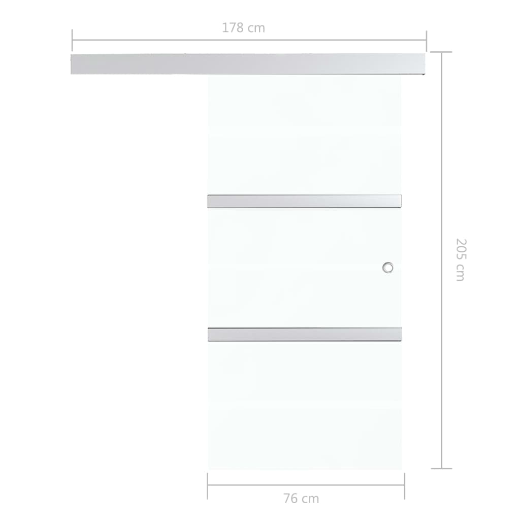 Συρόμενη Πόρτα Ασημί 76x205εκ. Γυαλί ESG/Αλουμίνιο Μαλακά Στοπ - PAKOBAZAAR