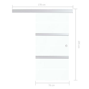Συρόμενη Πόρτα Ασημί 76x205εκ. Γυαλί ESG/Αλουμίνιο Μαλακά Στοπ - PAKOBAZAAR