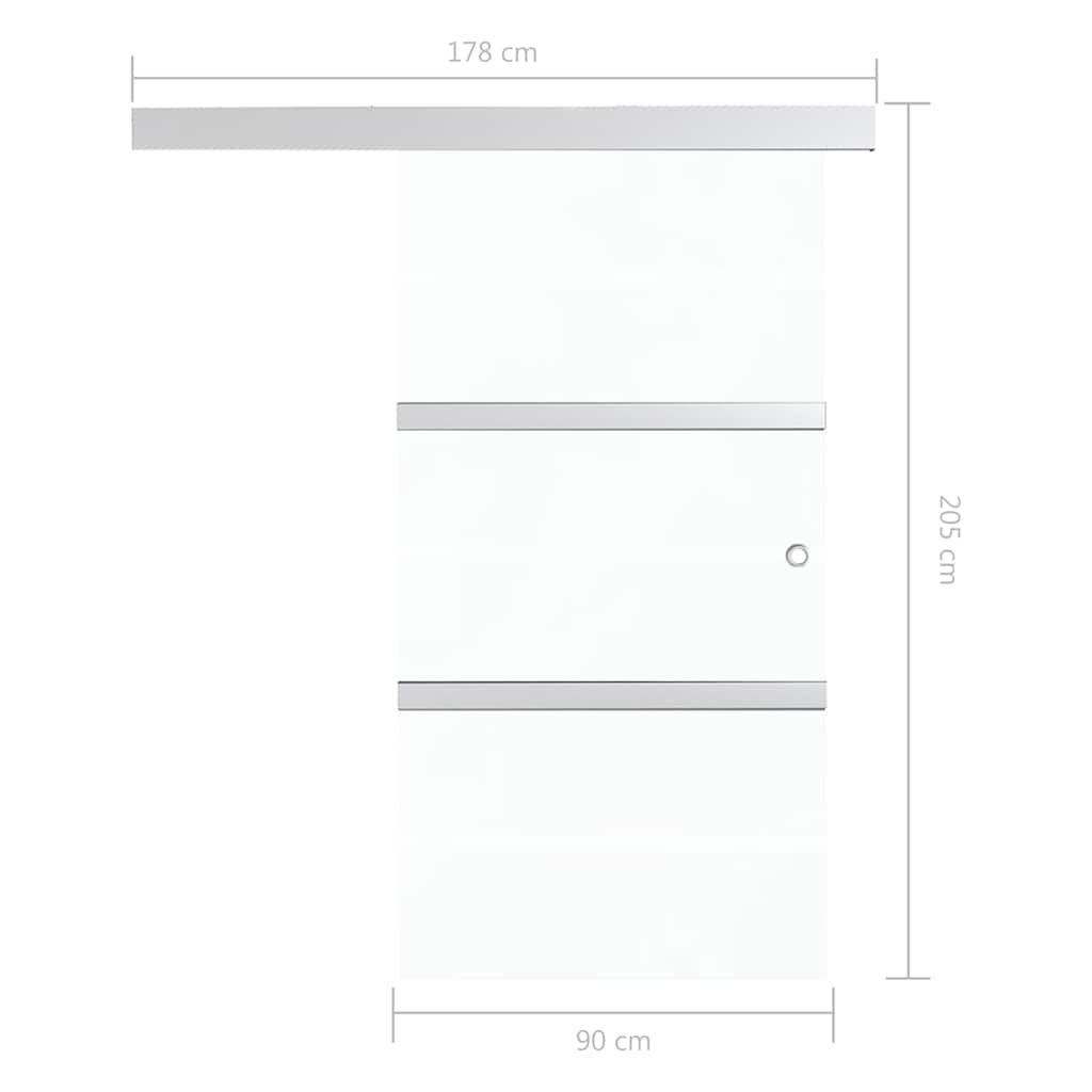 Συρόμενη Πόρτα Ασημί 90x205εκ. Γυαλί ESG/Αλουμίνιο Μαλακά Στοπ - PAKOBAZAAR